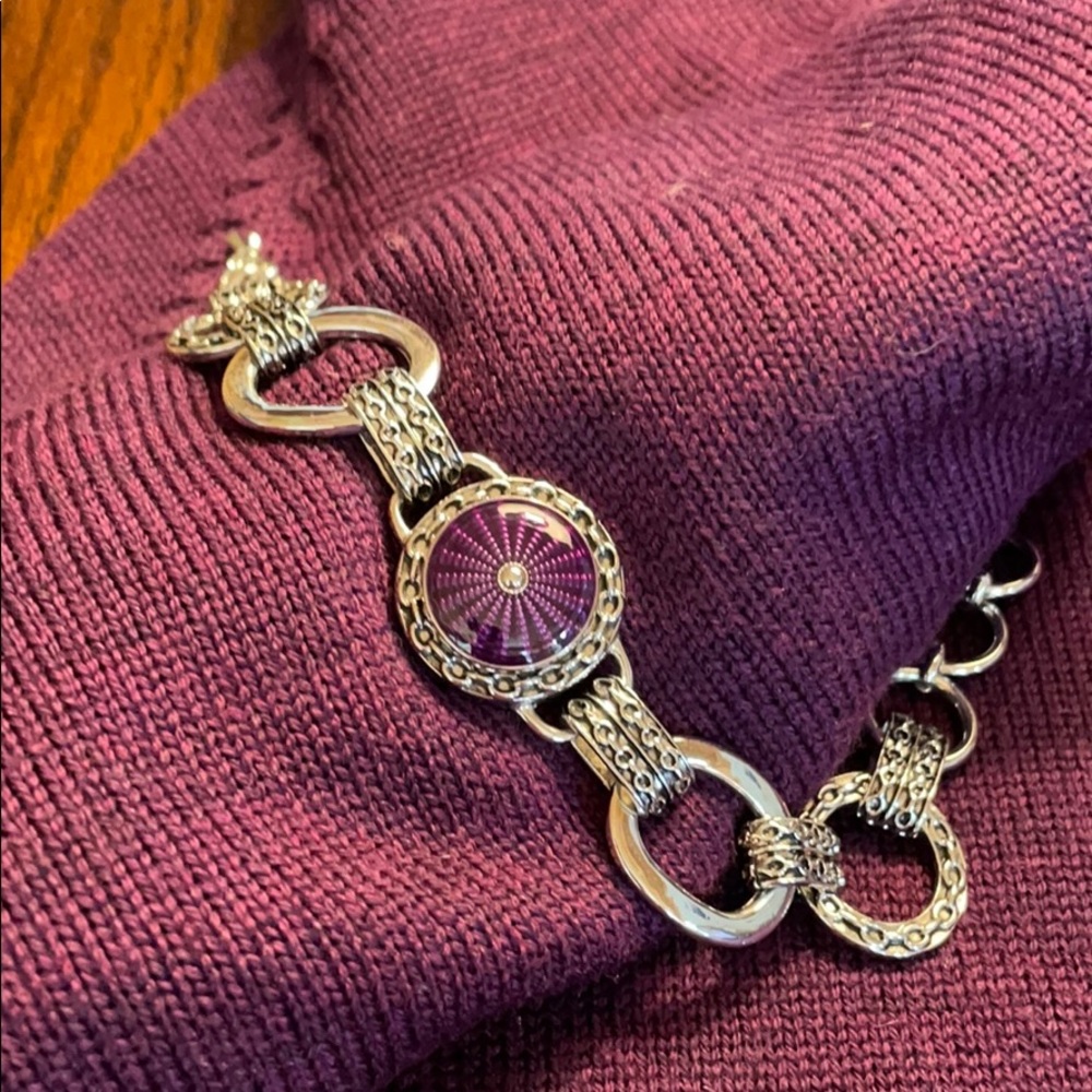 Bracelet, silver tone, Magnolia and Vine.